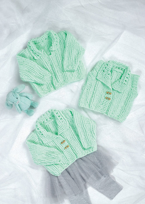 James C Brett JB948 Knitting Pattern - Baby Sweater, Cardigan & Waistcoat (14-22in)