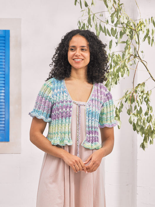 James C Brett JB964 Double Knitting Pattern - Cotton DK Ladies Short Sleeved Cardigan