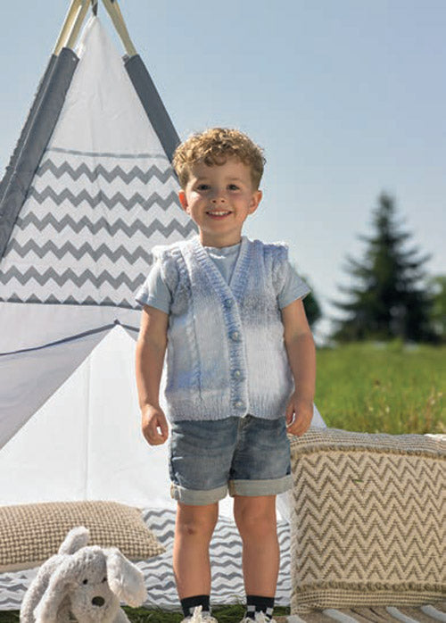 James C Brett JB971 Double Knitting Pattern - DK Waistcoat & Sweater for Children (20-28in) Intermediate