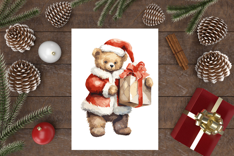 20 Christmas Bears Clipart | High Quality Downloadable PNG Watercolour Pack