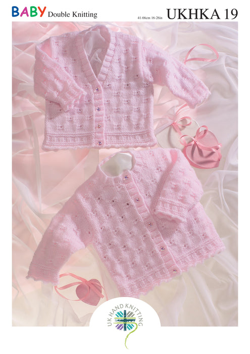 UKHKA 19 Double Knitting Pattern - DK Baby / Childrens Cardigans (0 to 6yrs)