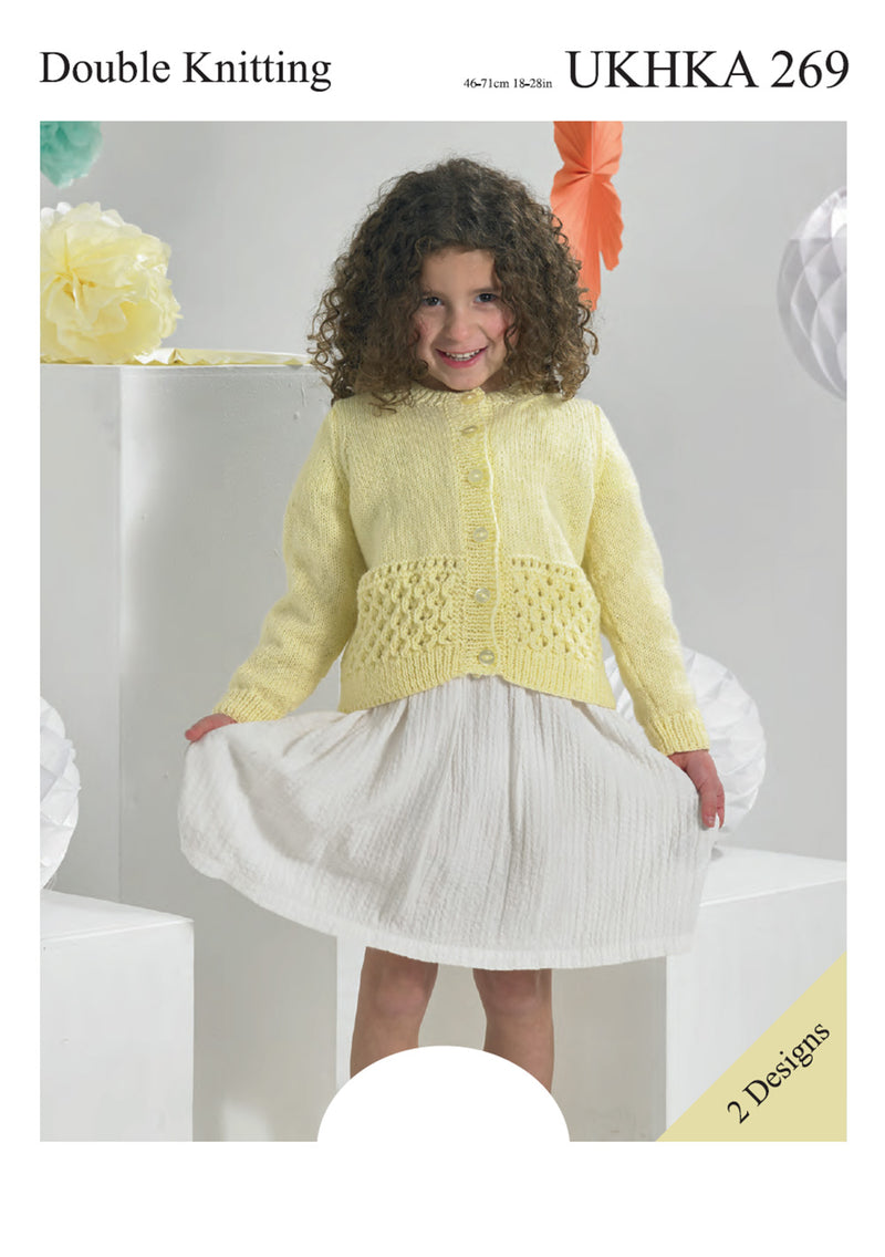 UKHKA 269 Double Knitting Pattern - DK Baby / Children's Cardigans (18-28in)