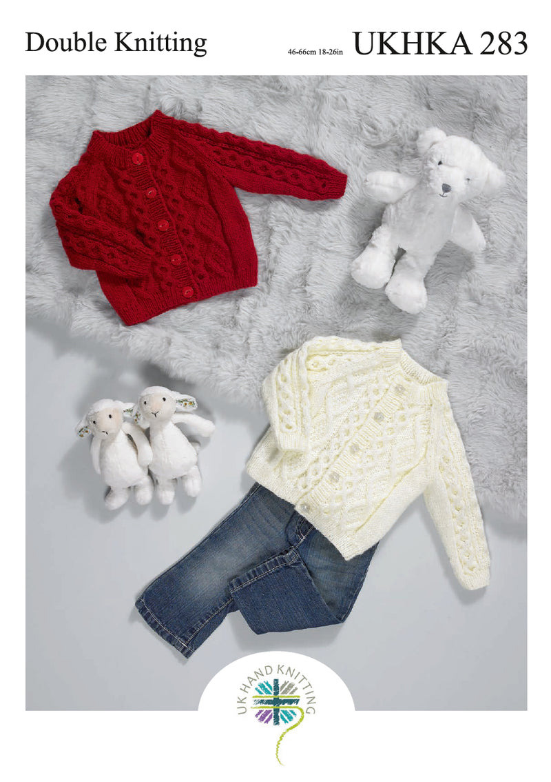 UKHKA 283 Baby Cable Cardigan Knitting Pattern DK (18-26in)