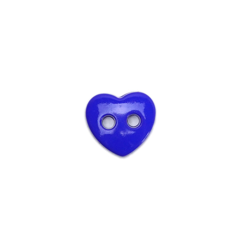 12mm Royal Blue Heart Shaped Buttons - 10 Pcs