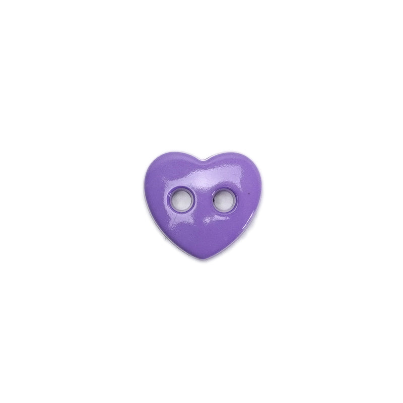 12mm Lilac Heart Shaped Buttons - 10 Pcs