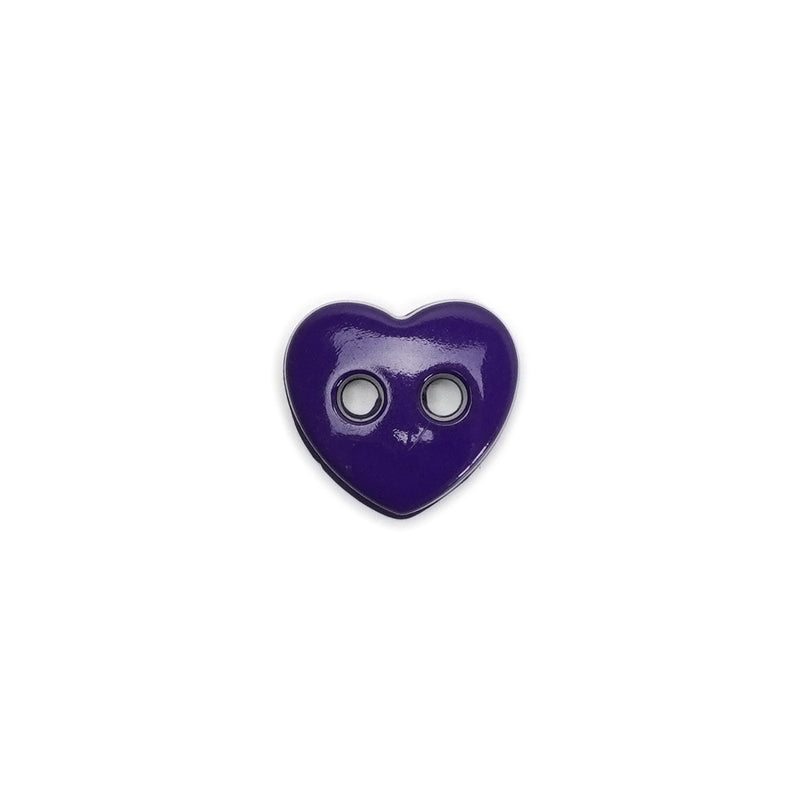 12mm Purple Heart Shaped Buttons - 10 Pcs