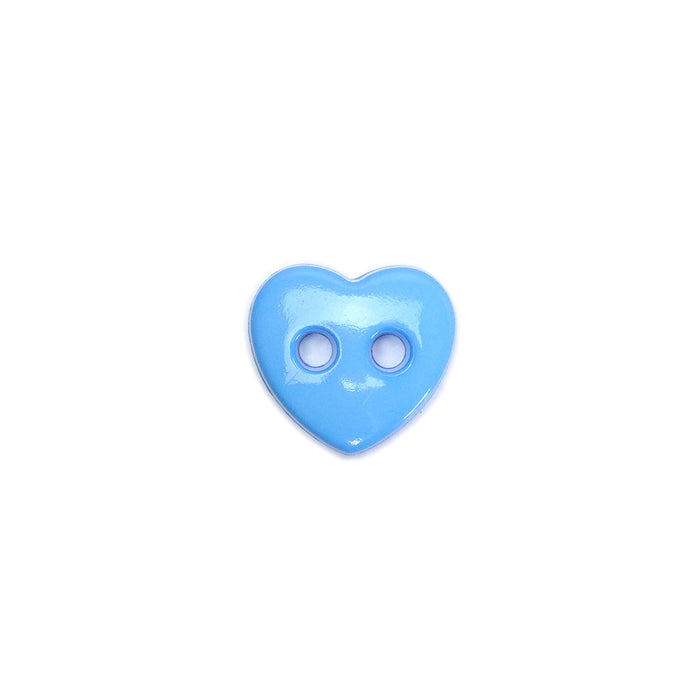 12mm Light Blue Heart Shaped Buttons - 10 Pcs