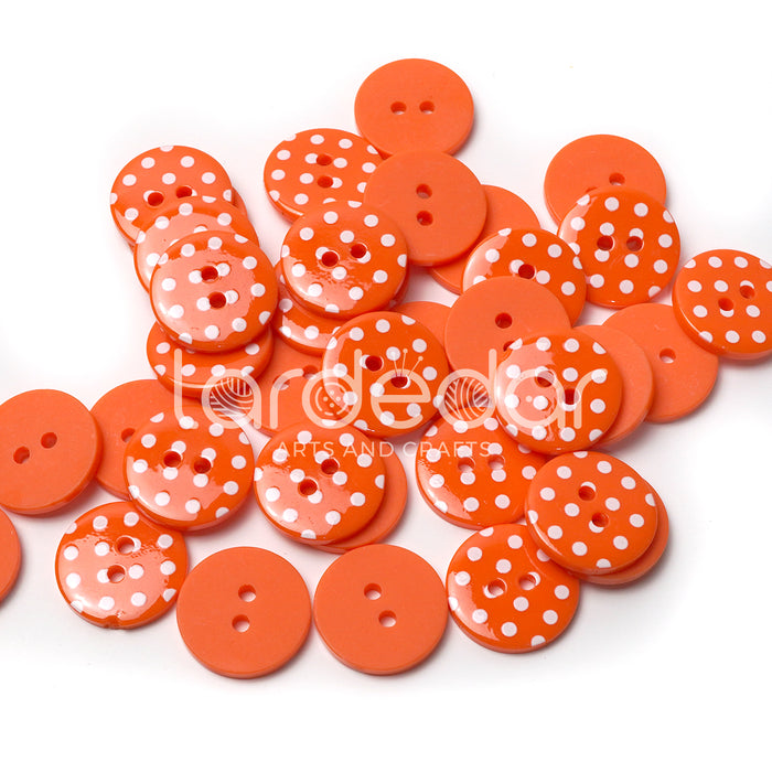 18mm Orange Polka Dot Buttons (10 Pcs)