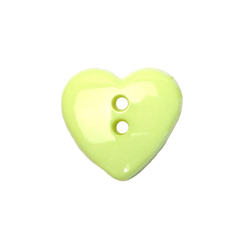 18mm (28L) Lime Green Heart Shaped Buttons - 10 Pcs