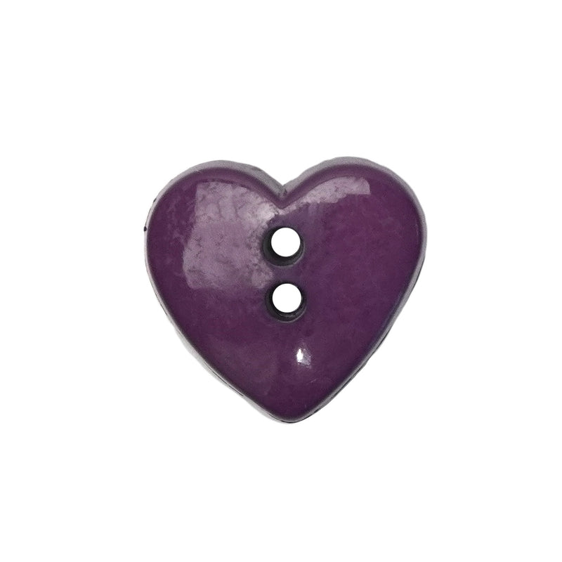 18mm (28L) Plum Purple Heart Shaped Buttons - 10 Pcs