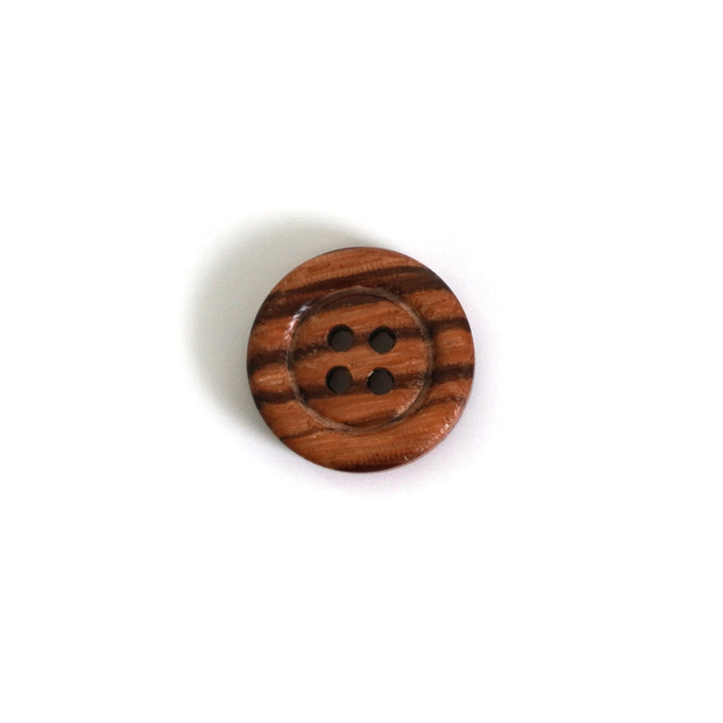 4-Hole Olive Wood Buttons (5 Pcs) - 18mm 23mm or 25mm Wooden w/ Raised Rim - Knitting