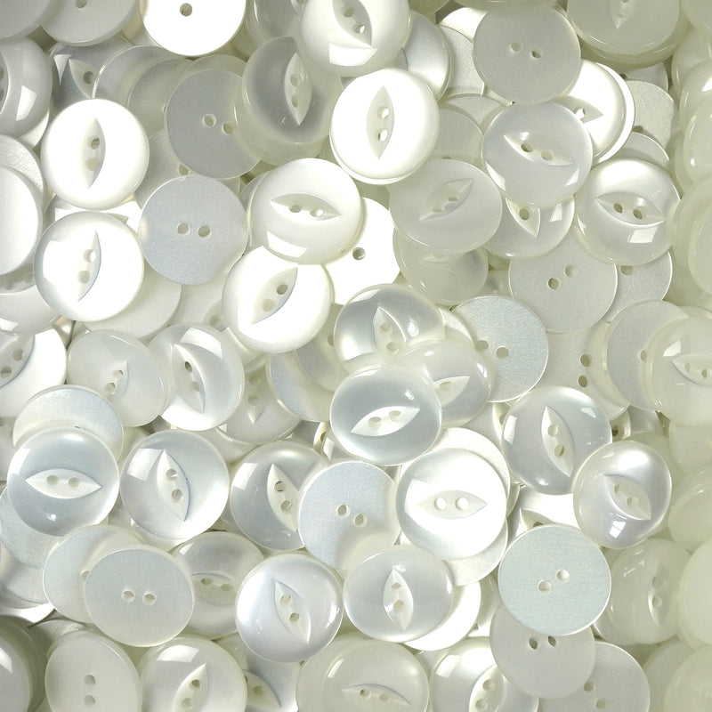 White Round Fish Eye Buttons 10pcs. 11mm, 14mm, 16mm or 19mm