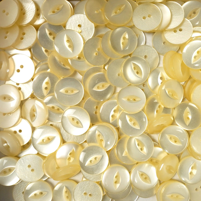 Cream Round Fish Eye Buttons (10 Pcs) 11mm, 14mm, 16mm or 19mm (T6)