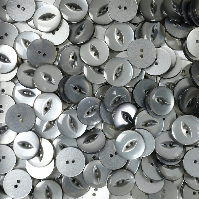 Grey Round Fish Eye Buttons 10pcs. 11mm, 14mm, 16mm or 19mm