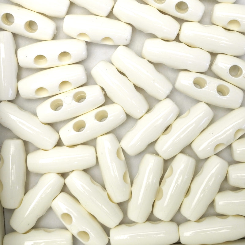 20mm White Baby Toggle Buttons, Gloss Finish (10 Pcs) - Tiny Coat Toggles
