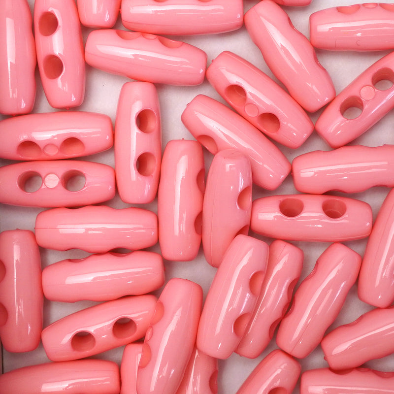 20mm Pink Baby Toggle Buttons, Gloss Finish (10 Pcs) - Tiny Coat Toggles