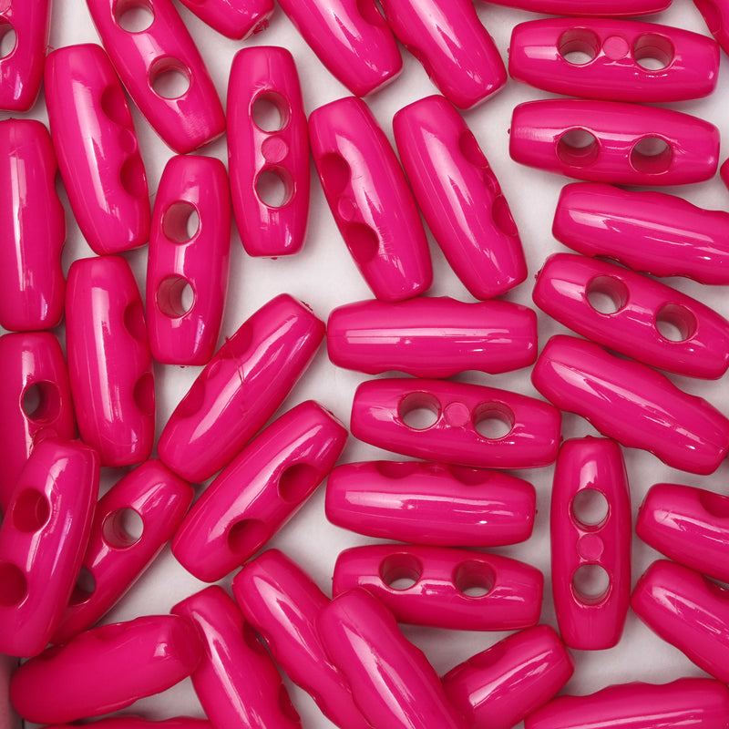 20mm Cerise Baby Toggle Buttons, Gloss Finish (10 Pcs) - Tiny Coat Toggles