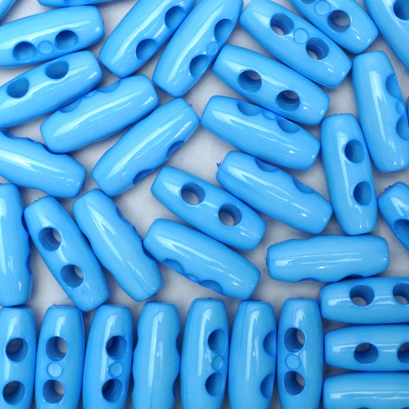 20mm Light Blue Baby Toggle Buttons, Gloss Finish (10 Pcs) - Tiny Coat Toggles