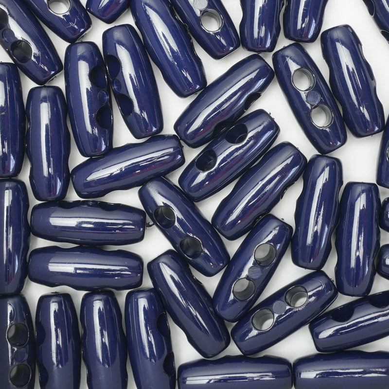 20mm Navy Baby Toggle Buttons, Gloss Finish (10 Pcs) - Tiny Coat Toggles