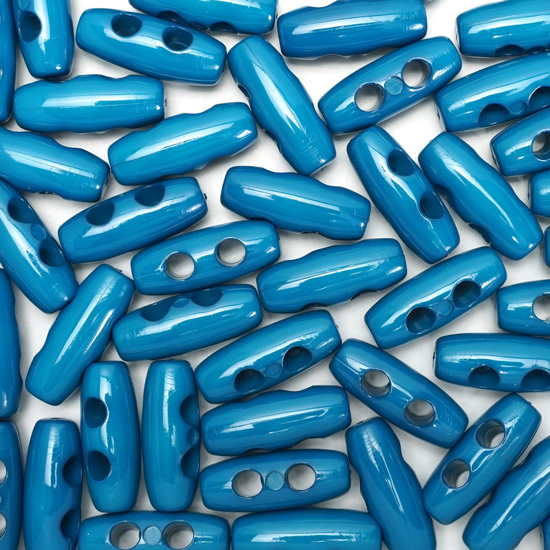 20mm Teal Baby Toggle Buttons, Gloss Finish (10 Pcs) - Tiny Coat Toggles
