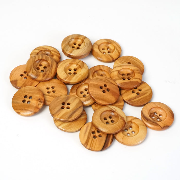 23mm Olive 4-Hole Wood Buttons (5 Pcs)