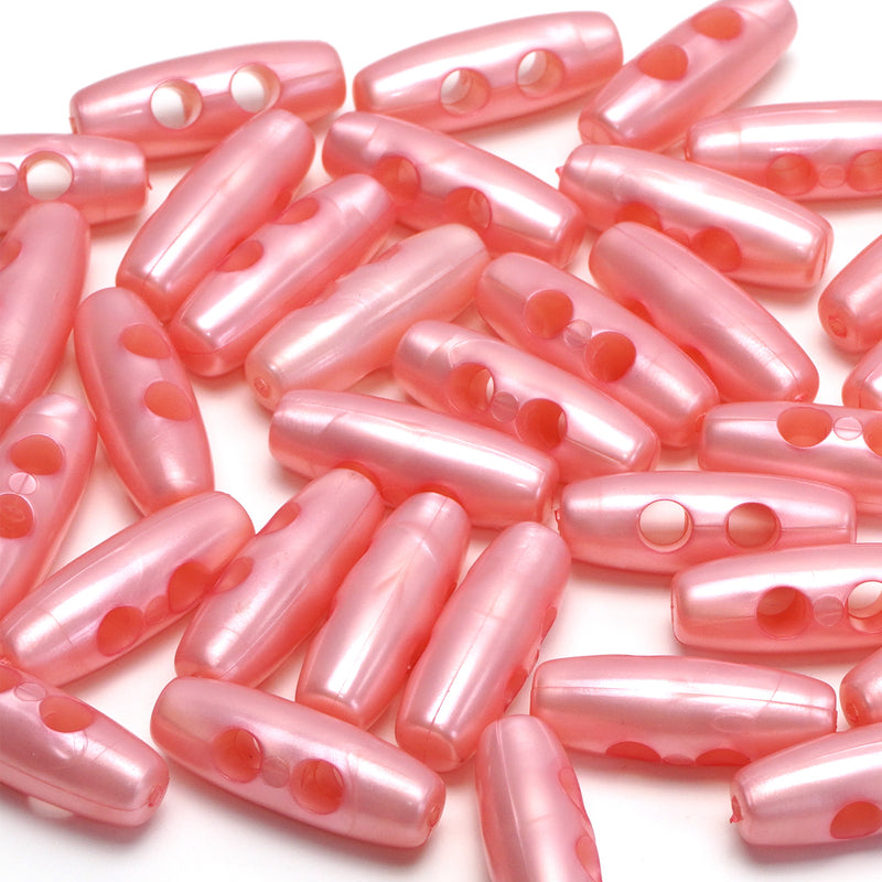 25mm Pink Pearl Effect Baby Toggle Buttons 10 Pcs