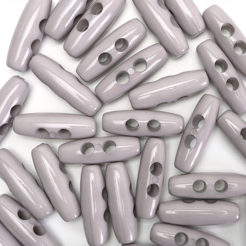 30mm Pale Grey Gloss Finish Toggle Buttons 10 Pcs