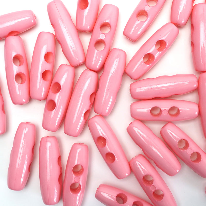 30mm Pink Gloss Finish Toggle Buttons 10 Pcs