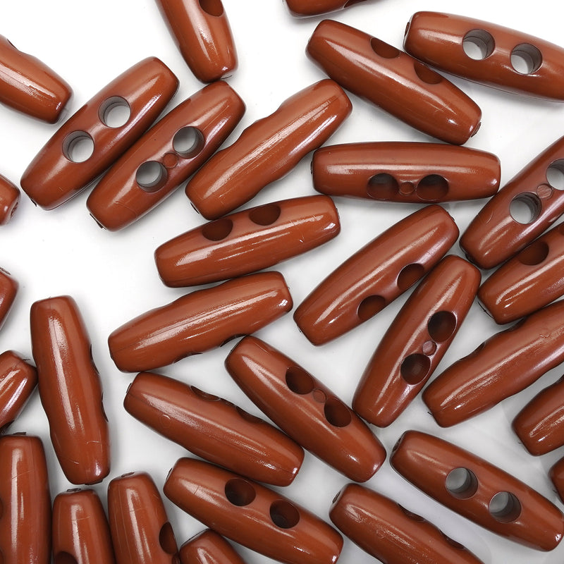 30mm Chocolate Brown Gloss Finish Toggle Buttons 10 Pcs