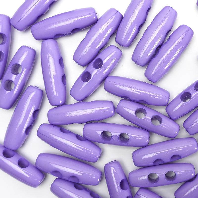 30mm Lilac Gloss Finish Toggle Buttons 10 Pcs