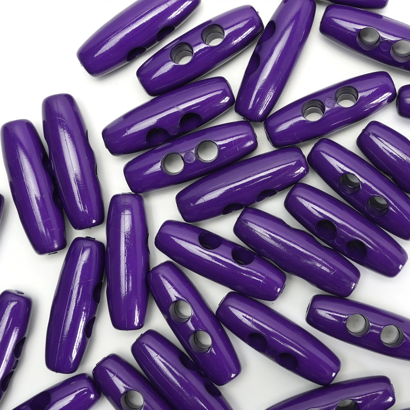 30mm Purple Gloss Finish Toggle Buttons 10 Pcs
