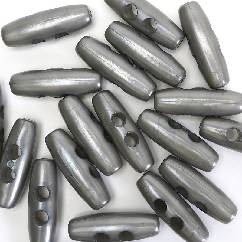 30mm Grey Pearl Effect Toggle Buttons 10 Pcs