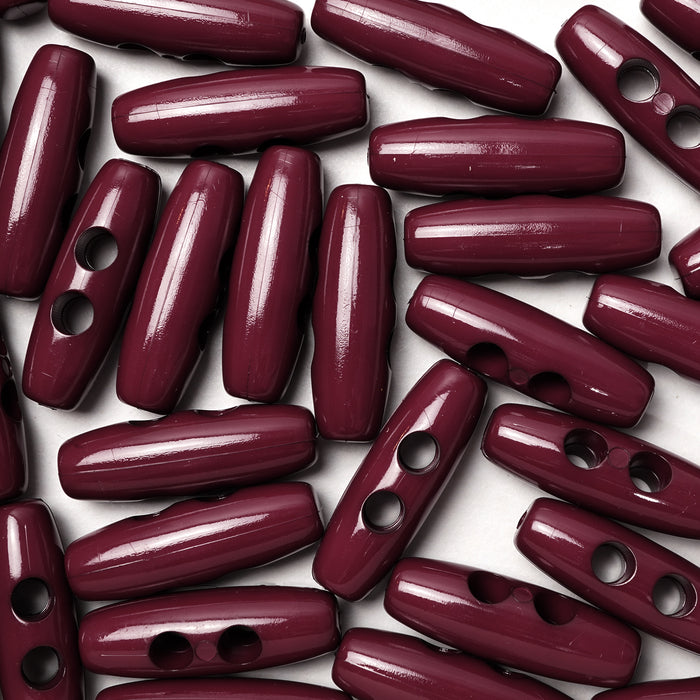 30mm Burgundy Gloss Finish Toggle Buttons 10 Pcs