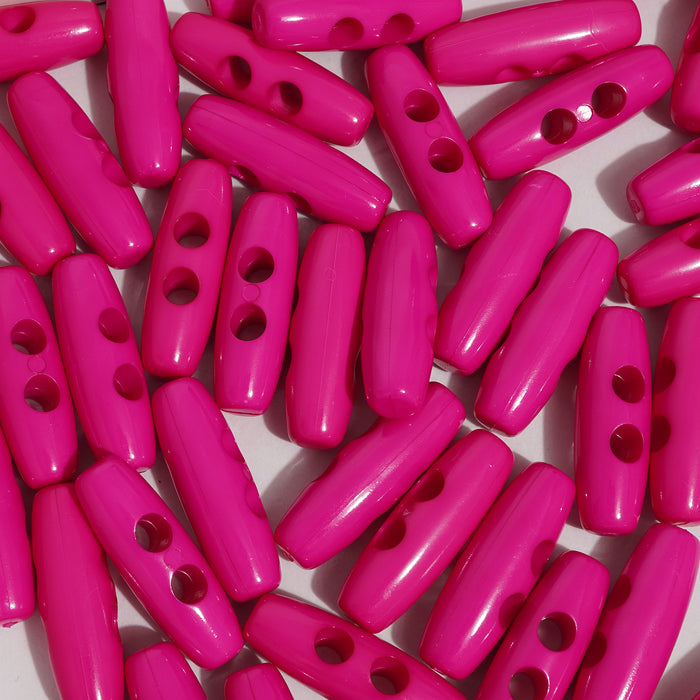 30mm Cerise Pink Gloss Finish Toggle Buttons 10 Pcs