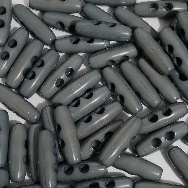 30mm Grey Gloss Finish Toggle Buttons 10 Pcs