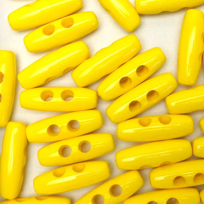 30mm Yellow Gloss Finish Toggle Buttons 10 Pcs