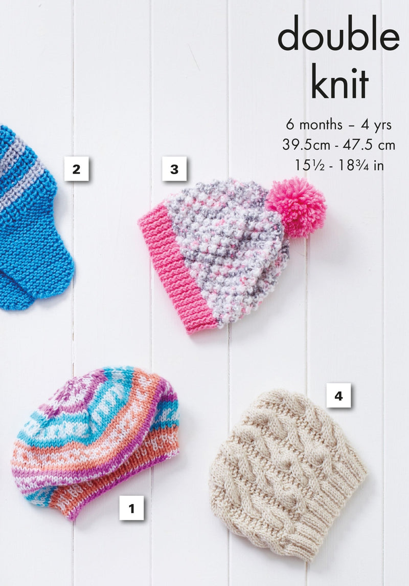 King Cole 5200 Double Knitting Pattern - DK Baby Children's Hats (6mths - 4yrs)