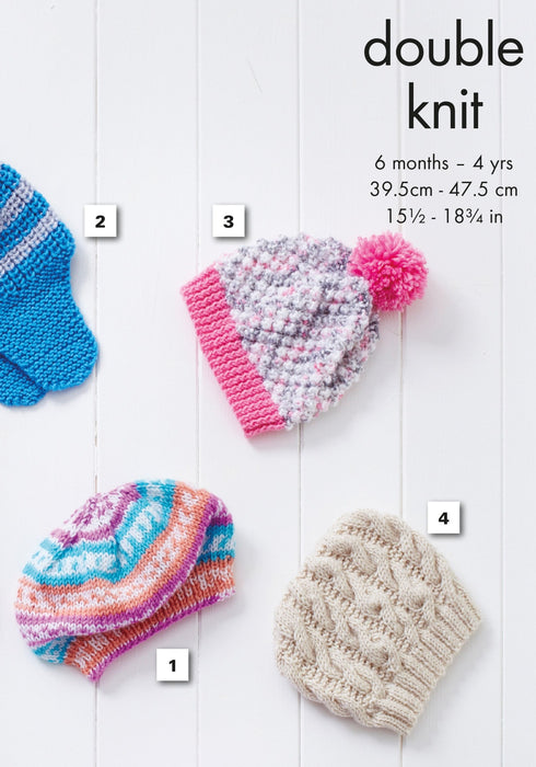 King Cole 5200 Double Knitting Pattern - DK Baby Children's Hats