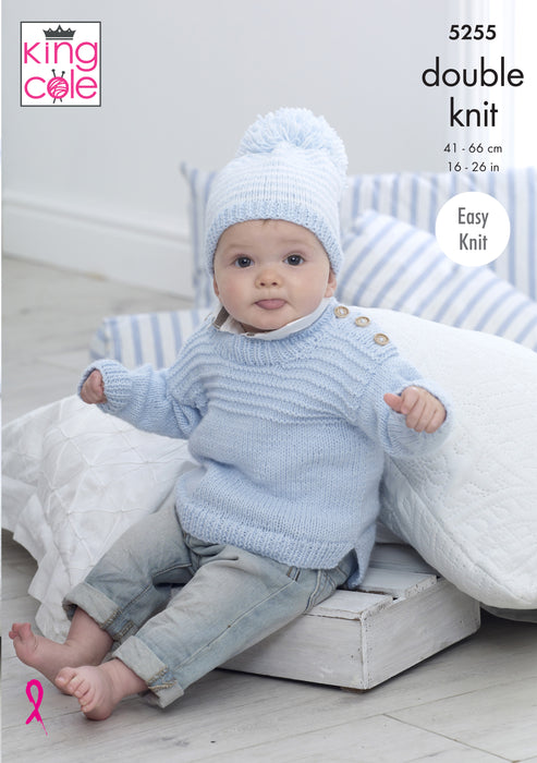 King Cole 5255 Double Knitting Pattern - Baby Children's Sweaters & Hats DK