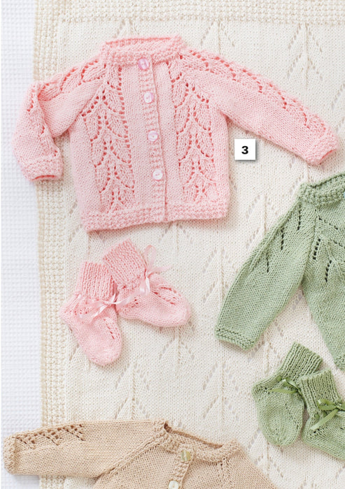 King Cole 5467 Baby Double Knitting Pattern - DK Cardigans, Blanket & Bootees (Prem - 2yrs)