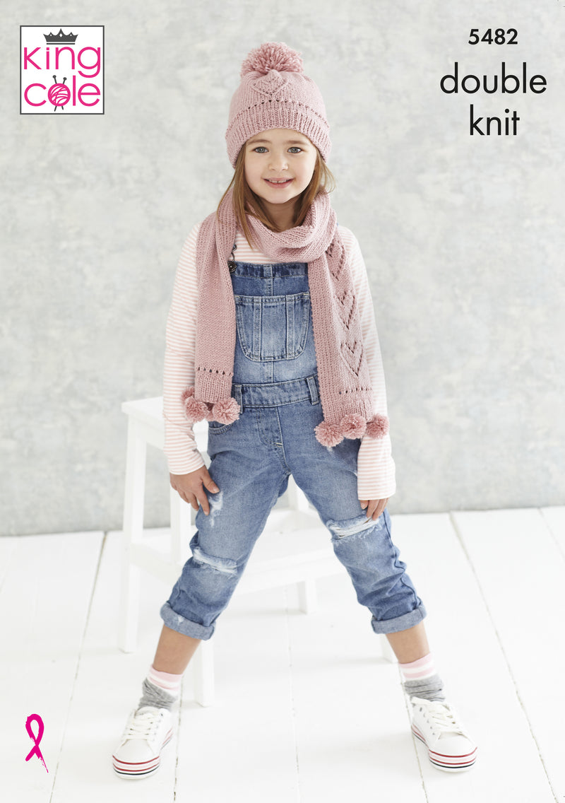 King Cole 5482 DK Knitting Pattern for Childs Hat & Scarf and Ladies Shawls