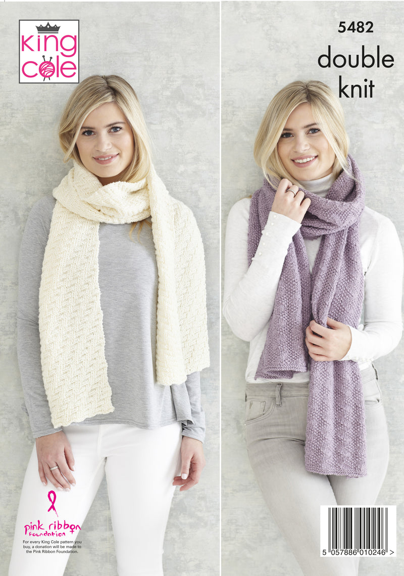 King Cole 5482 DK Knitting Pattern for Childs Hat & Scarf and Ladies Shawls