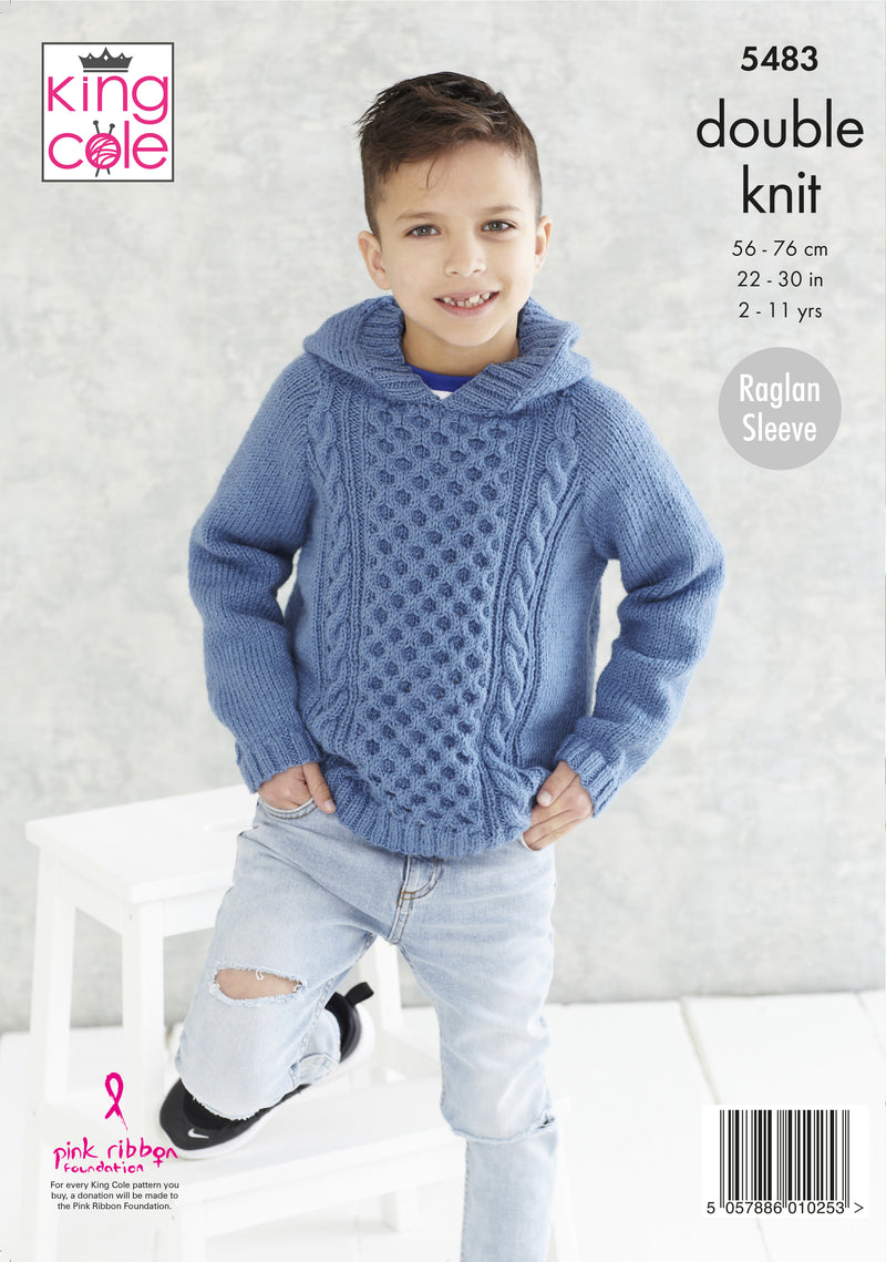 King Cole 5483 Double Knitting Pattern for Boys - DK Sweaters (2 - 11 Years)