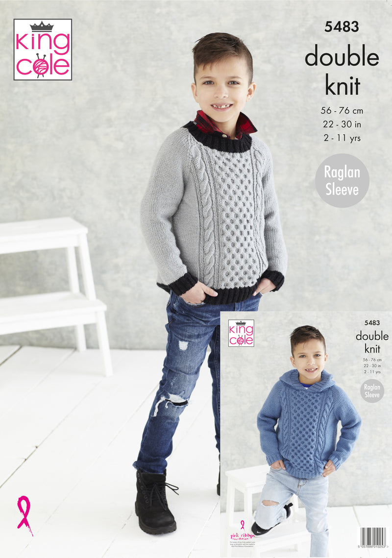 King Cole 5483 Double Knitting Pattern for Boys - DK Sweaters (2 - 11 Years)