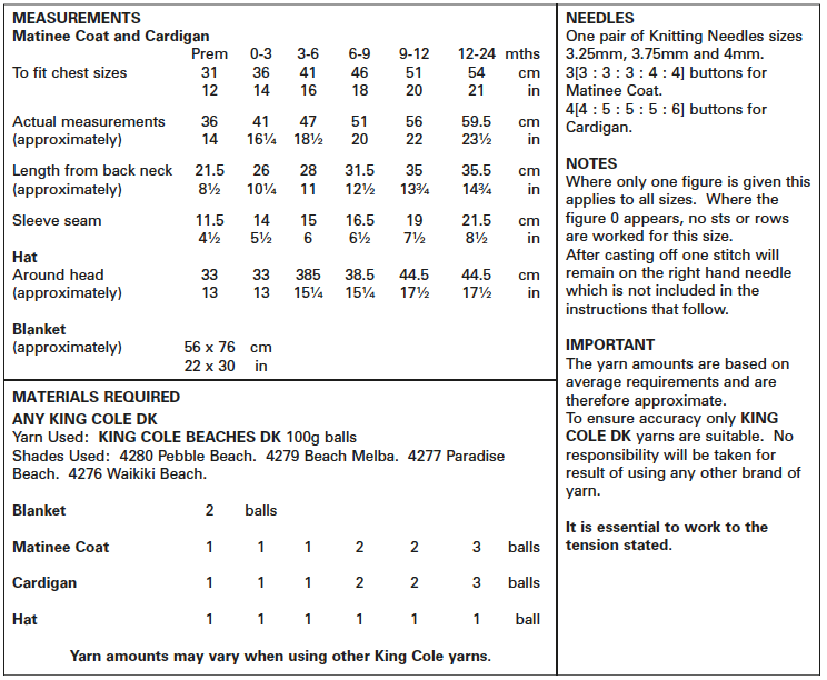 King Cole 5588 Double Knitting Pattern - Easy Lace - DK Baby Blanket, Matinee Coat, Cardigan & Hat