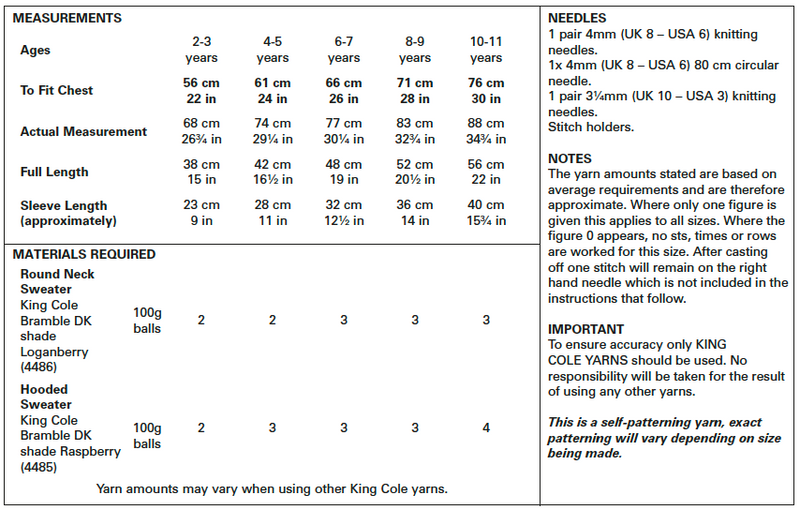 King Cole 5645 DK Knitting Pattern - Easy Knit Sweater & Hoodie for Children (22-30in)