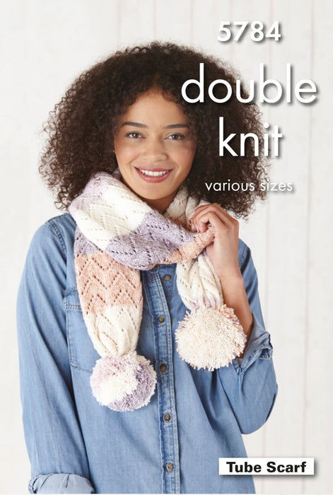 King Cole 5784 Double Knitting Scarf Pattern - Ladies Scarves DK