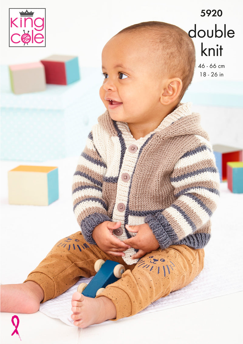 King Cole 5920 DK Knitting Pattern for Boys - Sweater & Jacket for Babies Children (6 mnth to 8 yrs)