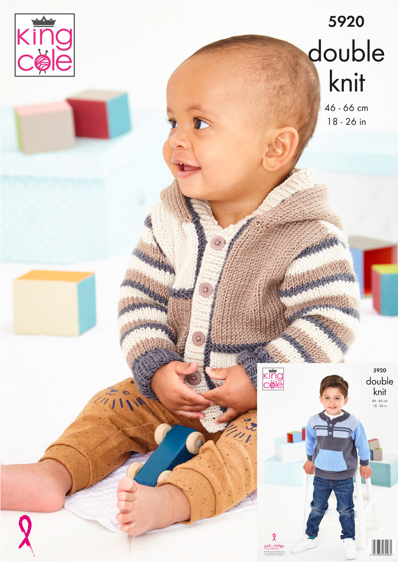 King Cole 5920 DK Knitting Pattern for Boys - Sweater & Jacket for Babies Children (6 mnth to 8 yrs)