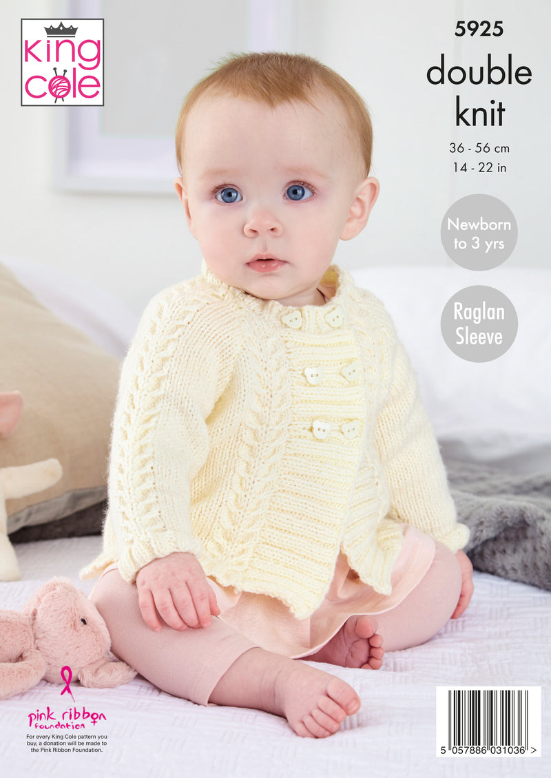 King Cole 5925 DK Knitting Pattern for Collared Coat, Round Neck Coat & Hat (0 to 3 Yrs)